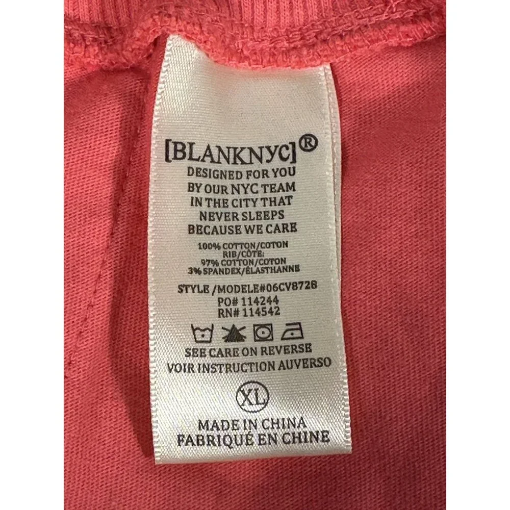 BLANKNYC Cotton Terry Drawstring Frayed Hem‎ Salmon Shorts NWT Size XL